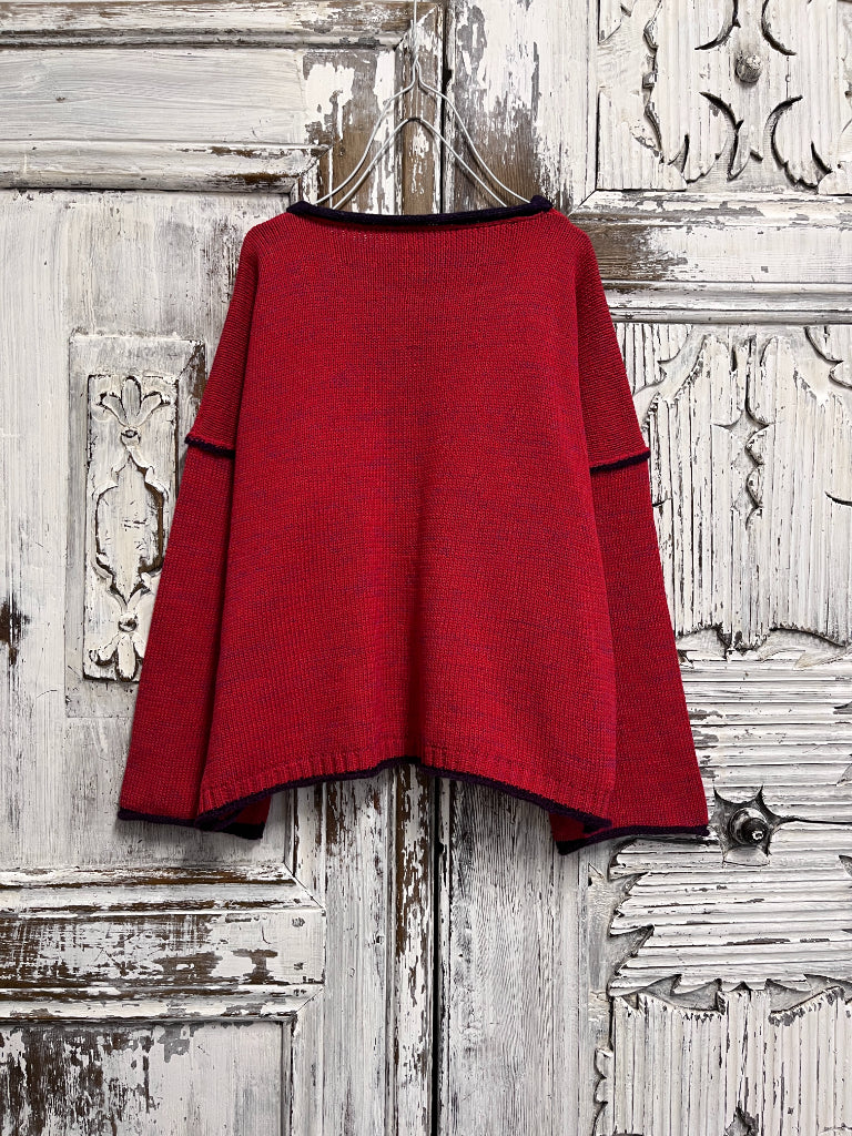 kırmızı asimetrik triko