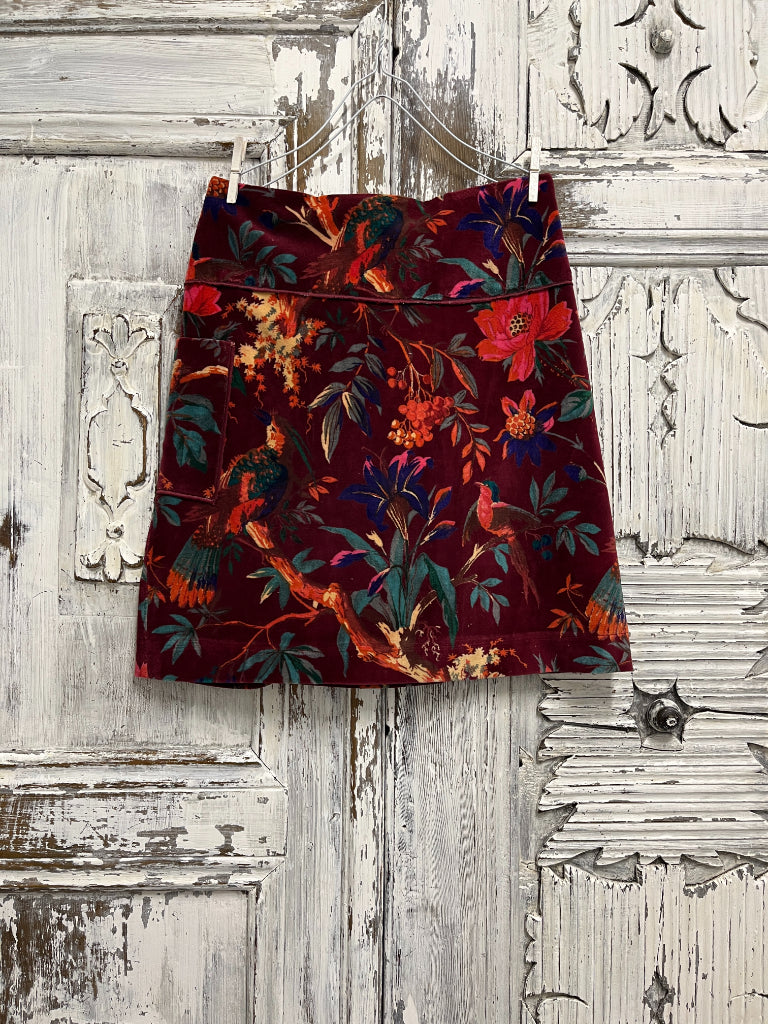 bordo desenli kadife etek