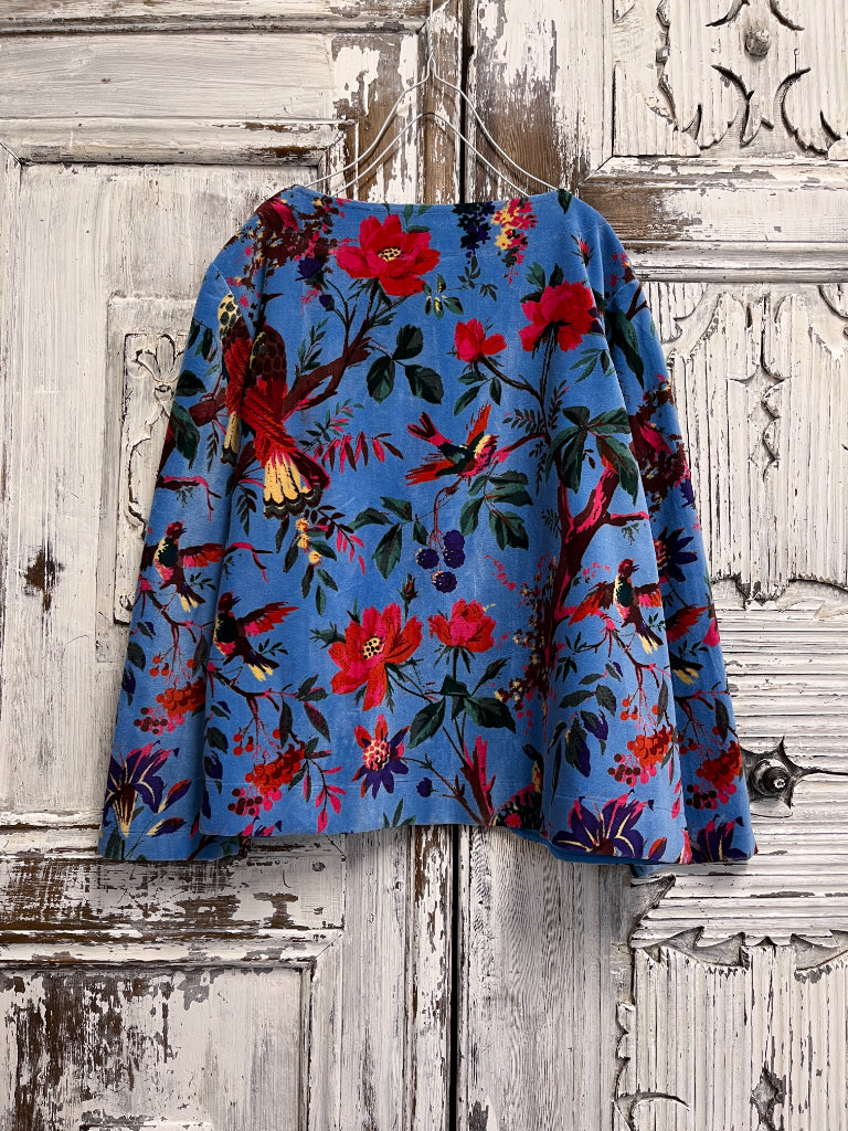 mavi desenli kadife ceket