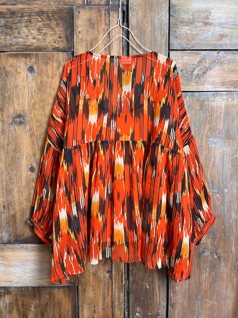 Dökümlü Roba İkat Detay Bluz