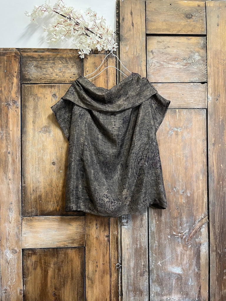 Eco-Print Baskı Detay İpek Bluz