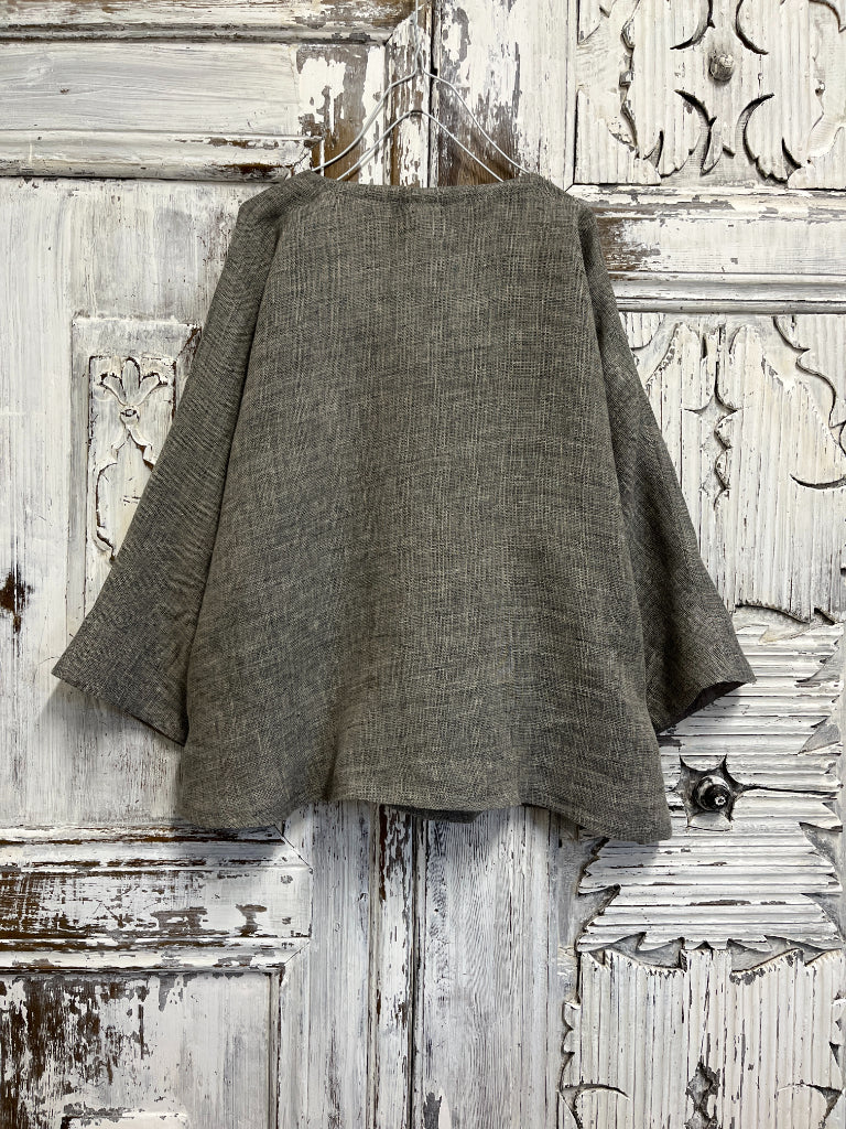 eco print desenli dokuma kumaş ceket