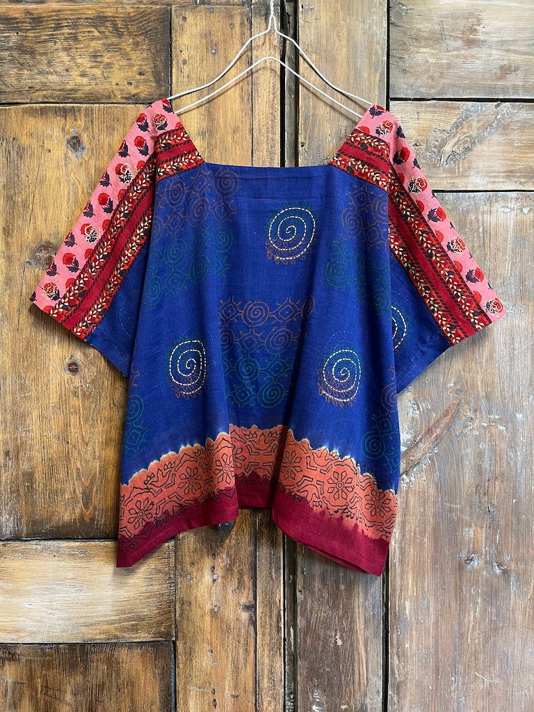 El Baskısı Pamuklu Bluz