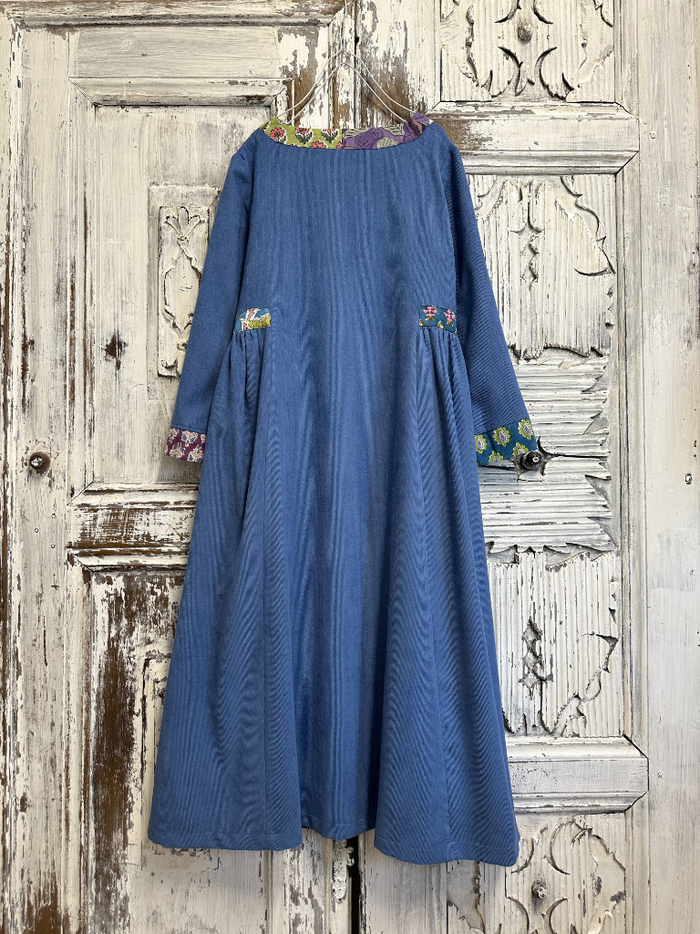 fitilli kadife indigo elbise