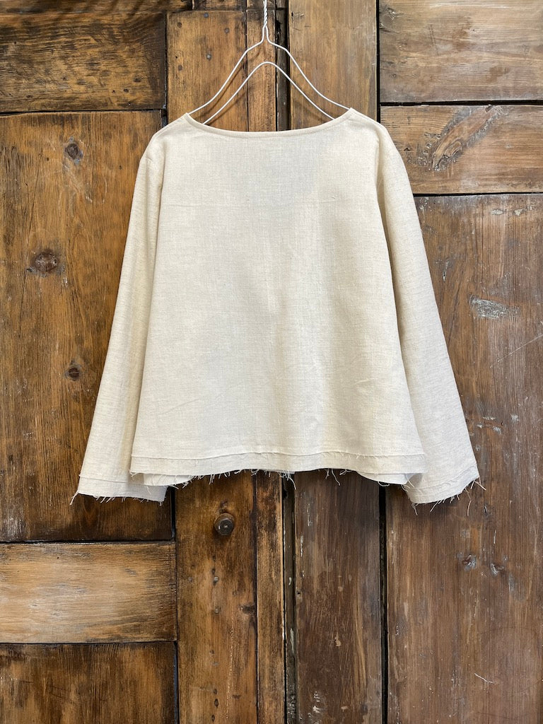 Pile Detay Keten Bluz