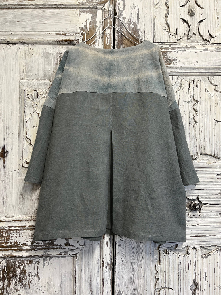 shibori kumaş parçalı keten ceket