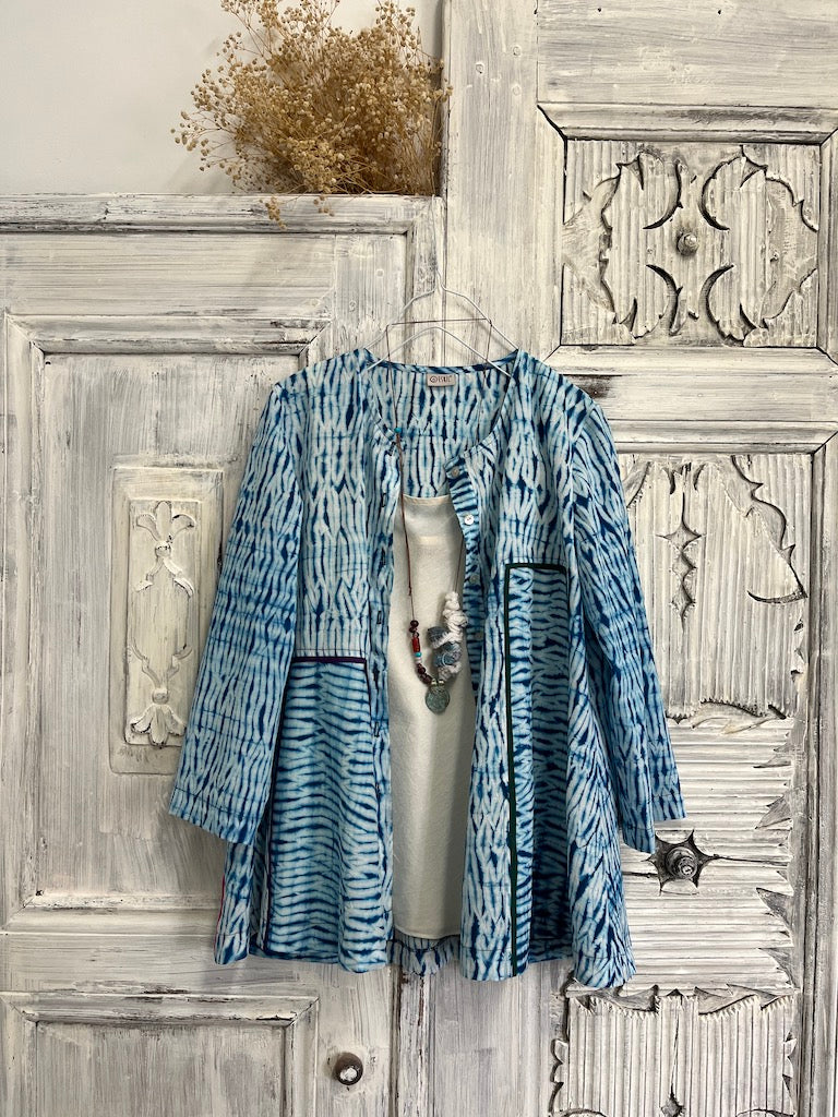shibori indigo bluz