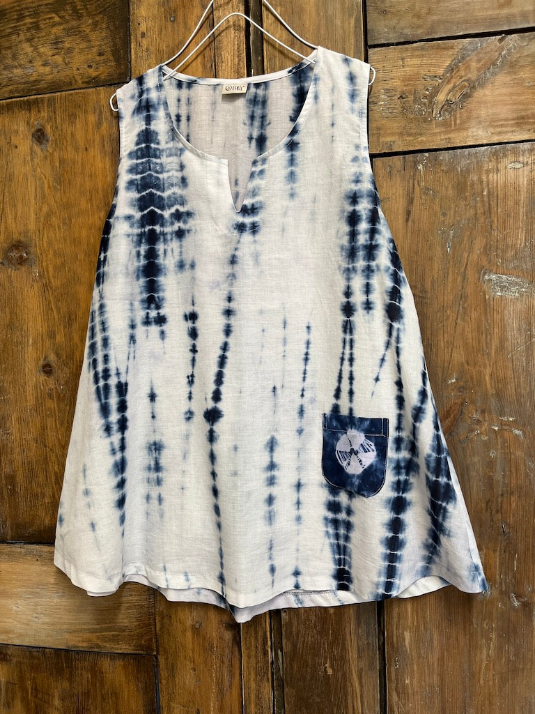 Shibori Kolsuz Ön Detay Bluz