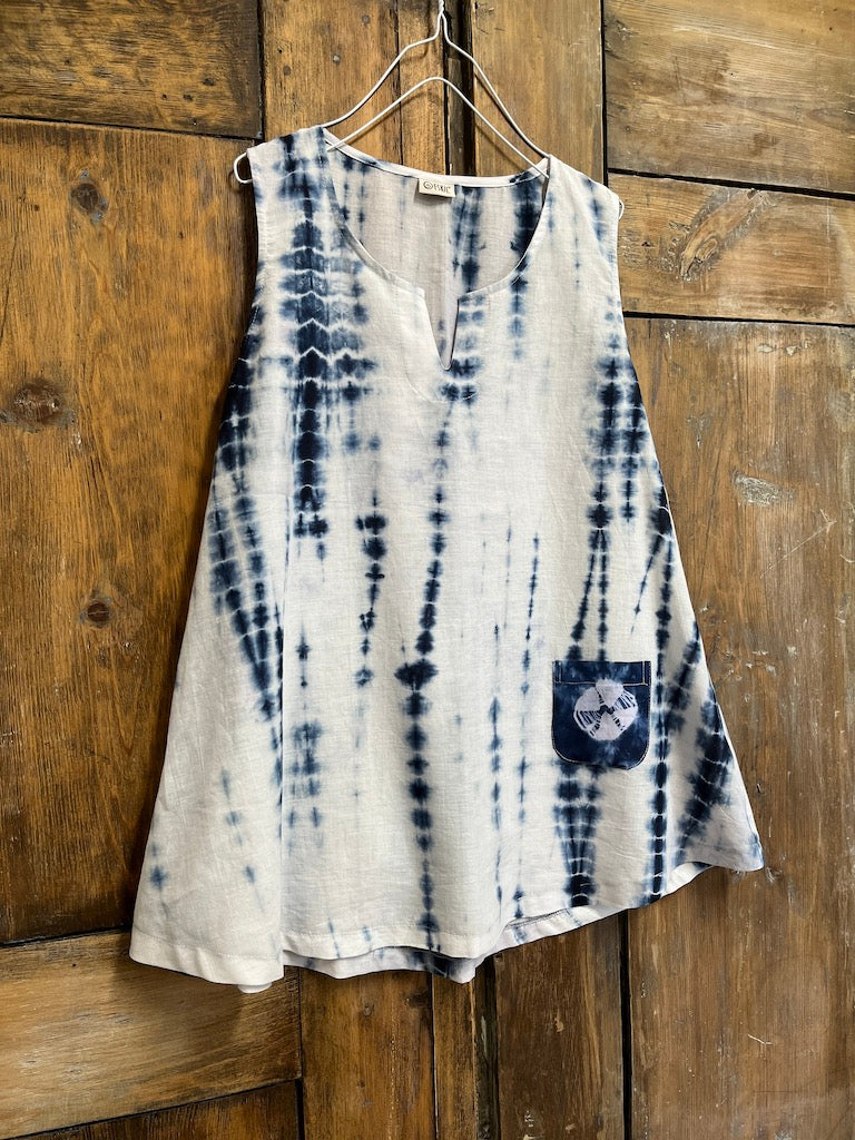 Shibori Kolsuz Ön Detay Bluz