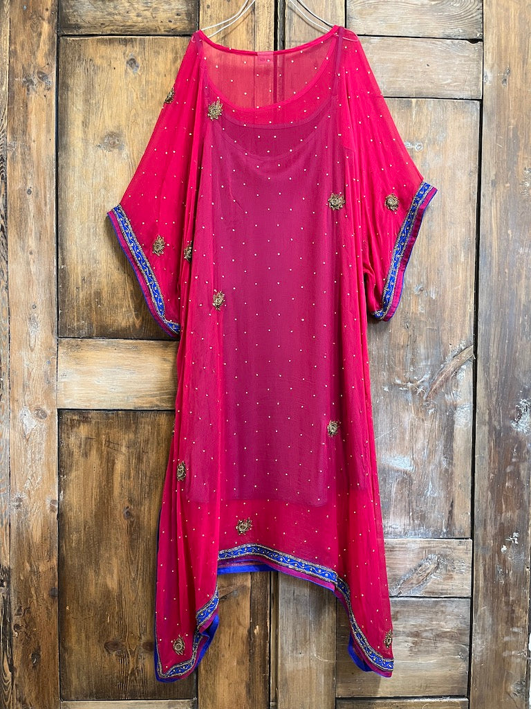 pembe ipek şifon elbise