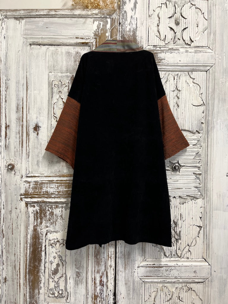 siyah süet şık kaftan