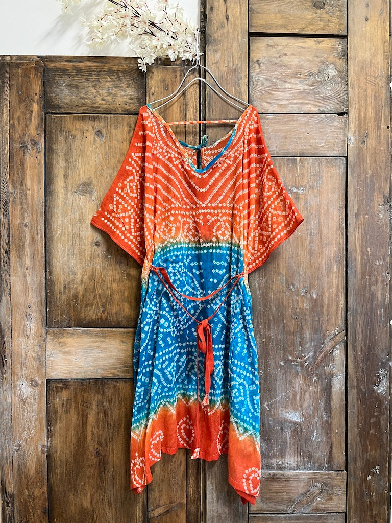turuncu tie dye pareo elbise