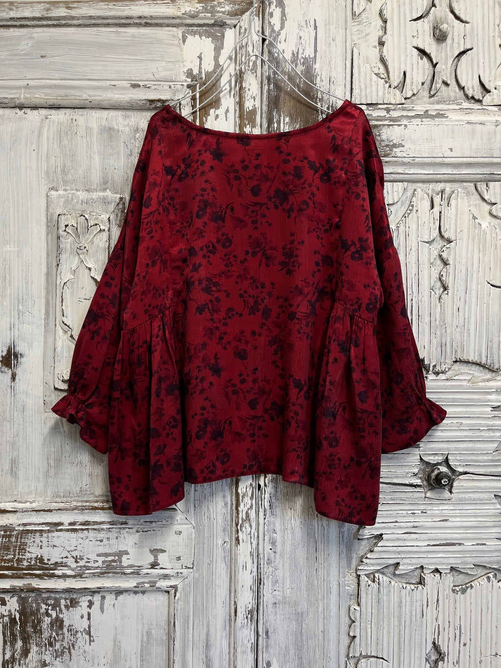 ipek kırmızı uzun kollu bluz