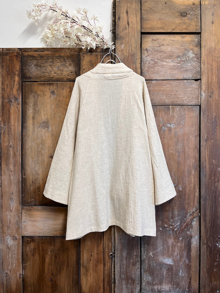 keten dokuma uzun ceket