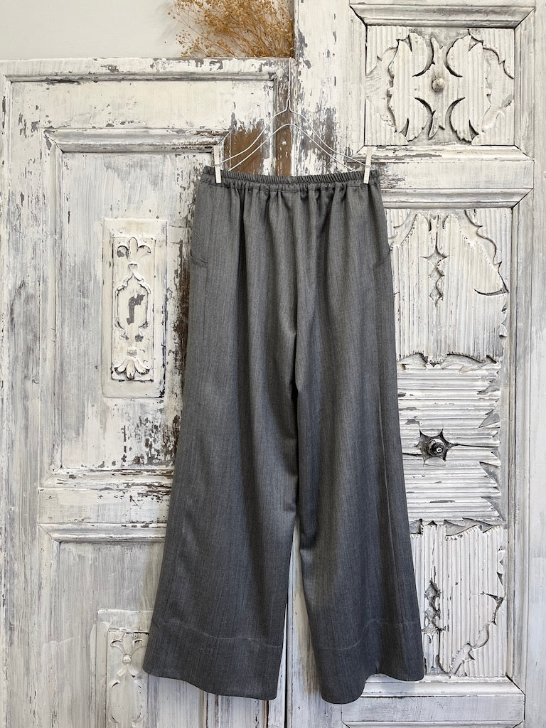 yünlü bol gri pantolon