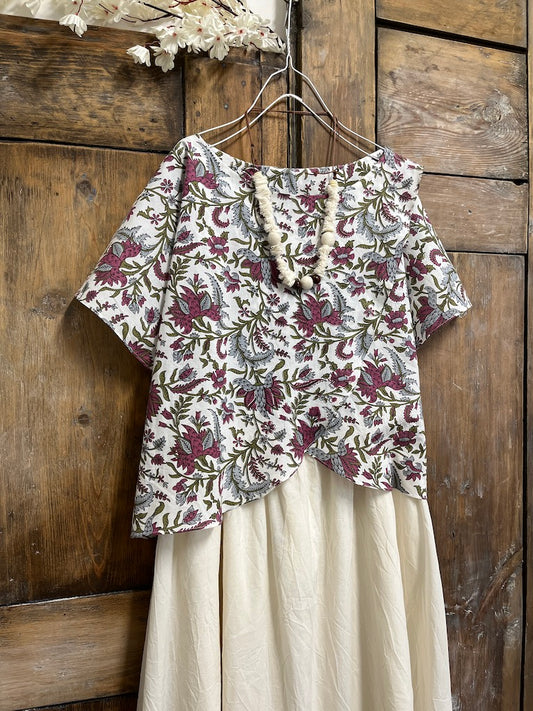 pamuklu anvelop kesim desenli bluz