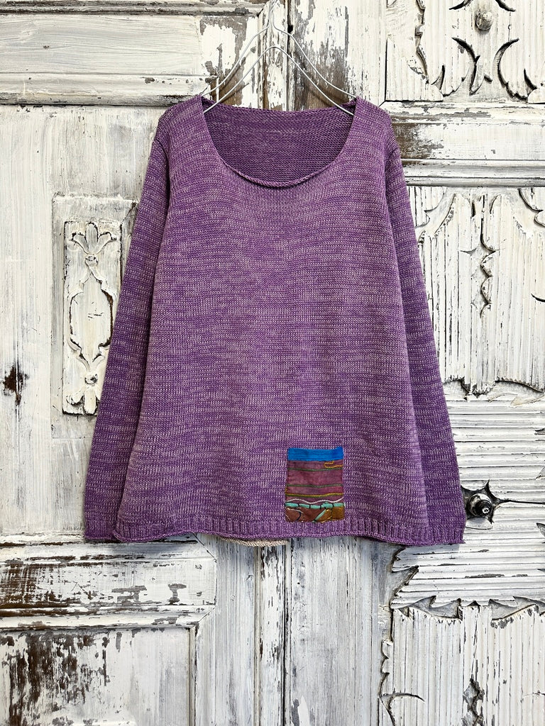 lila triko arkası pile detaylı 