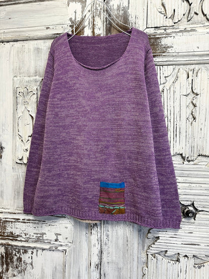 lila triko arkası pile detaylı 