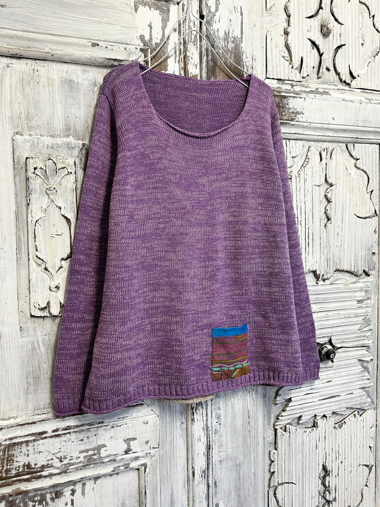 lila triko arkası pile detaylı 