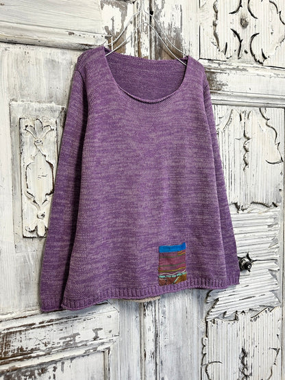 lila triko arkası pile detaylı 