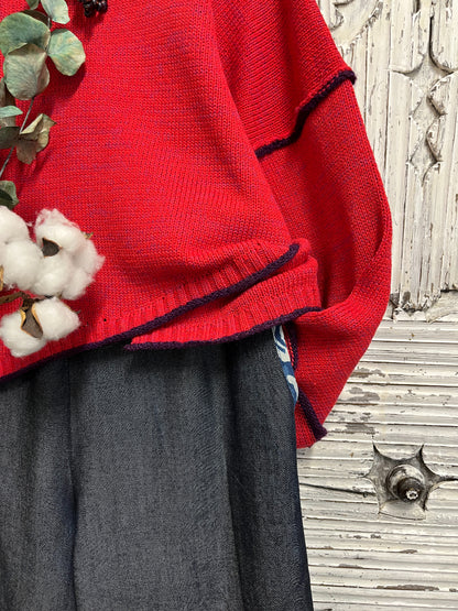 kırmızı asimetrik triko