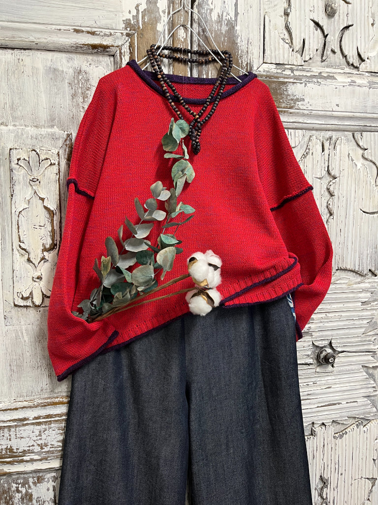 kırmızı asimetrik triko