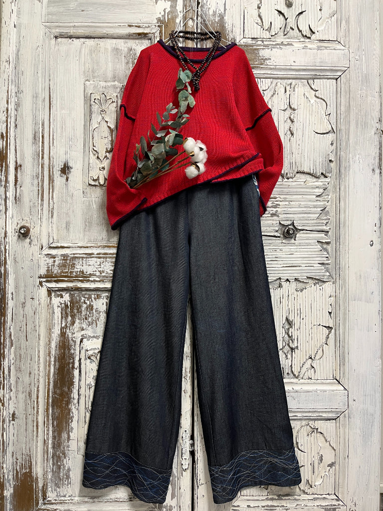 kırmızı asimetrik triko