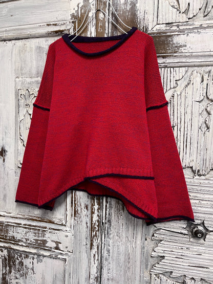 kırmızı asimetrik triko