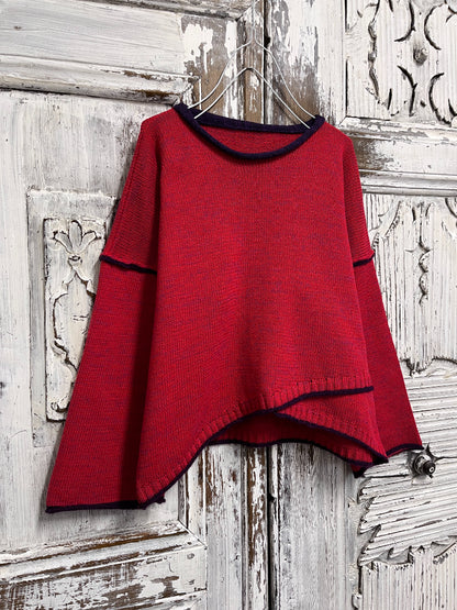 kırmızı asimetrik triko