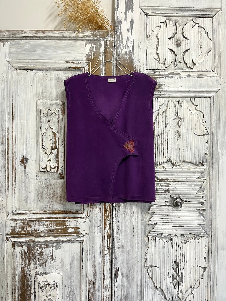 Asimetrik Vegan Süet Yelek