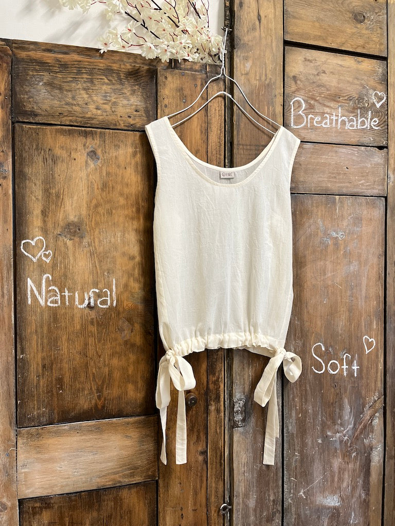 yandan bağlamalı kolsuz pamuklu bluz