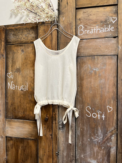 yandan bağlamalı kolsuz pamuklu bluz