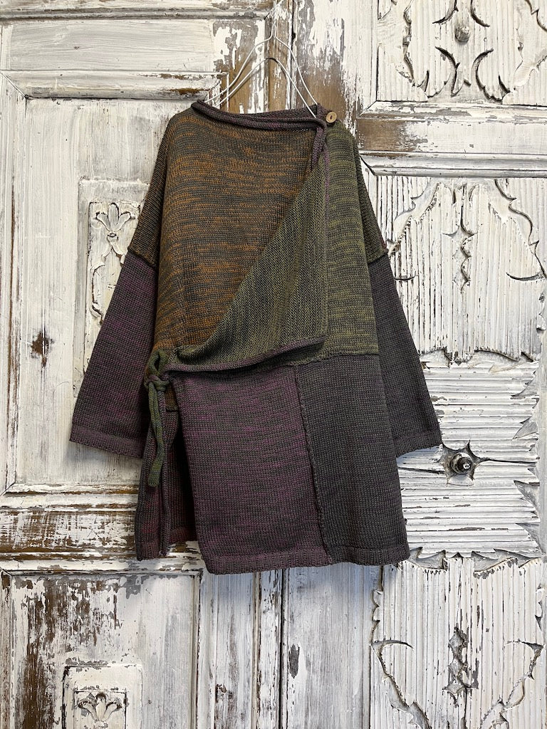 yandan bağlamalı çok renkli hırka