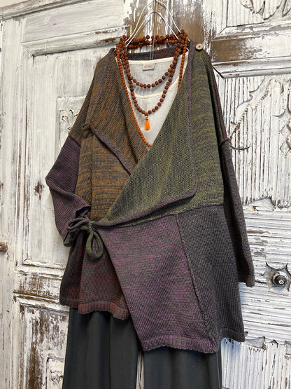 yandan bağlamalı çok renkli hırka