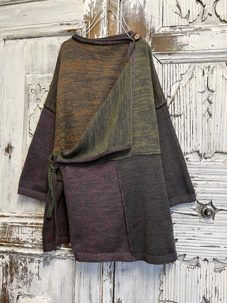 yandan bağlamalı çok renkli hırka