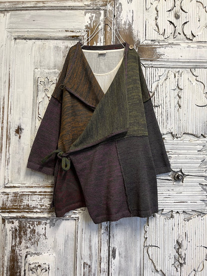 yandan bağlamalı çok renkli hırka