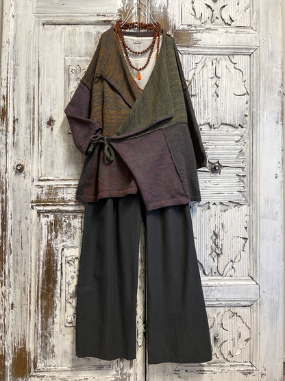 yandan bağlamalı çok renkli hırka