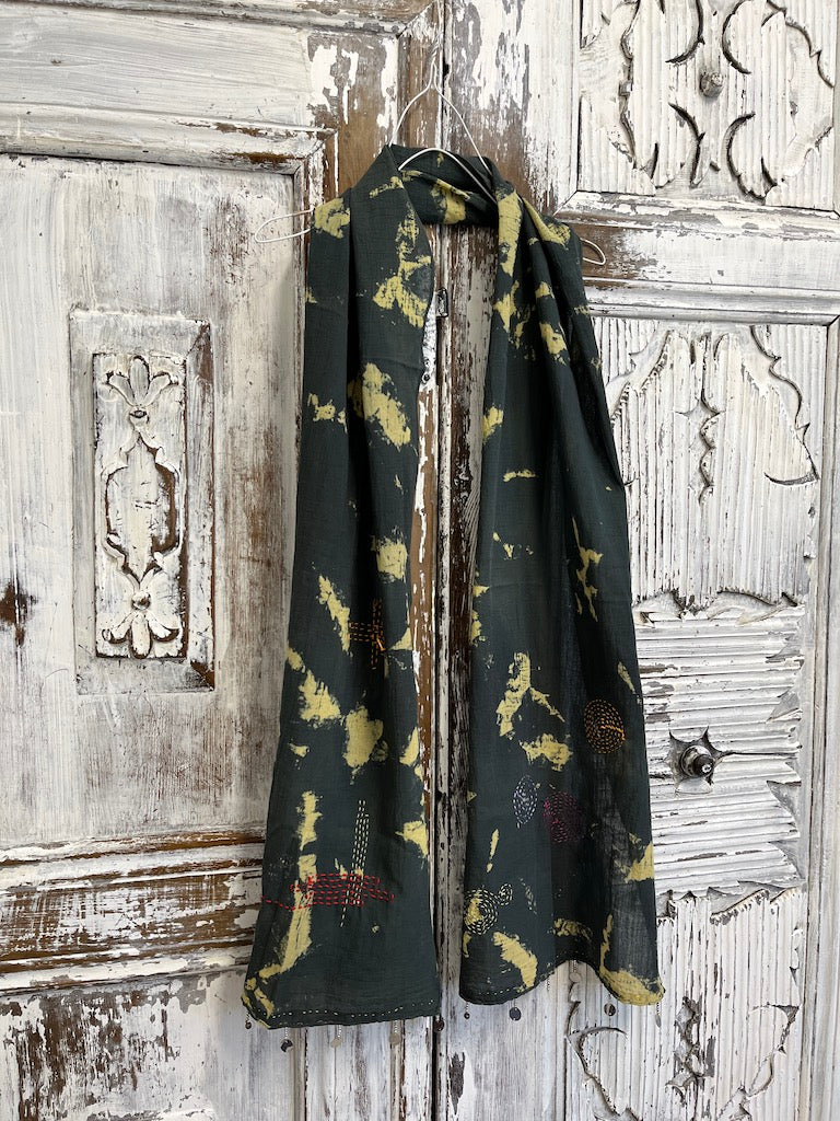 batikli el işi süslemeli pamuklu şal