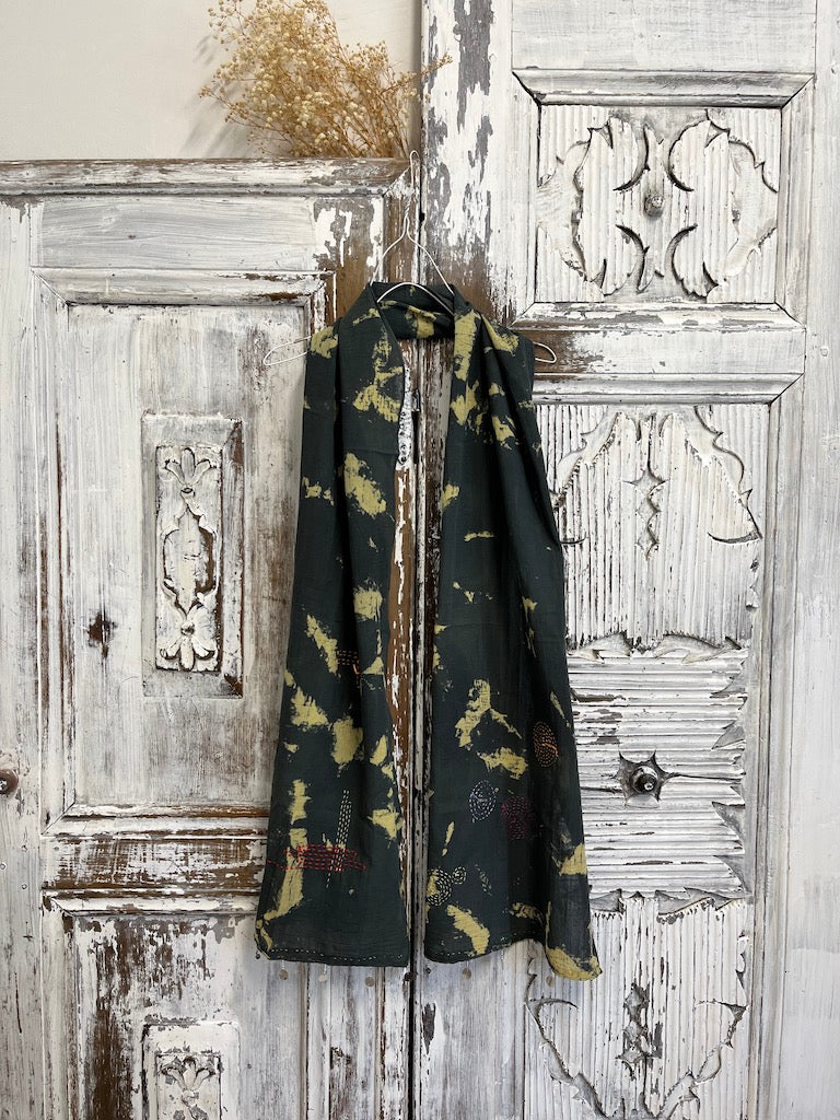 batikli el işi süslemeli pamuklu şal