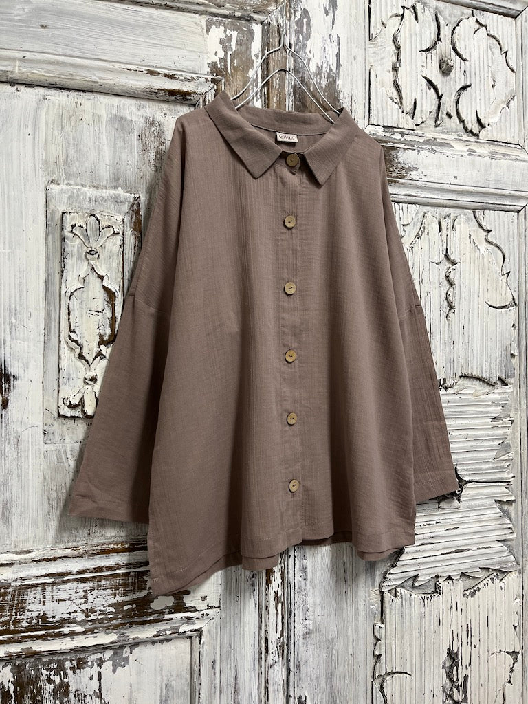 doğal pamuklu bej gömlek 