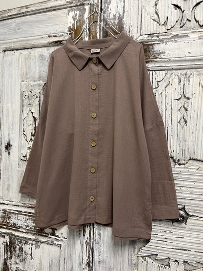 doğal pamuklu bej gömlek 