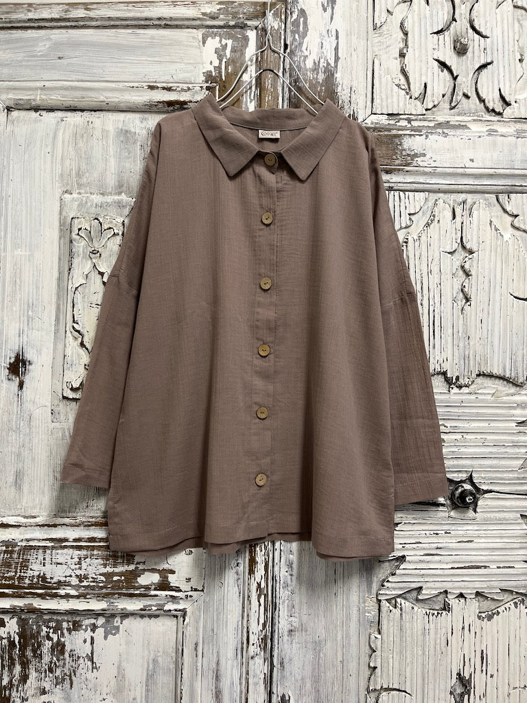 doğal pamuklu bej gömlek 