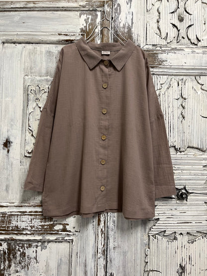 doğal pamuklu bej gömlek 