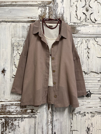 doğal pamuklu bej gömlek 