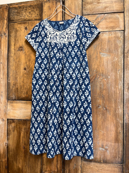 Bitkisel İndigo Roba Detay Elbise