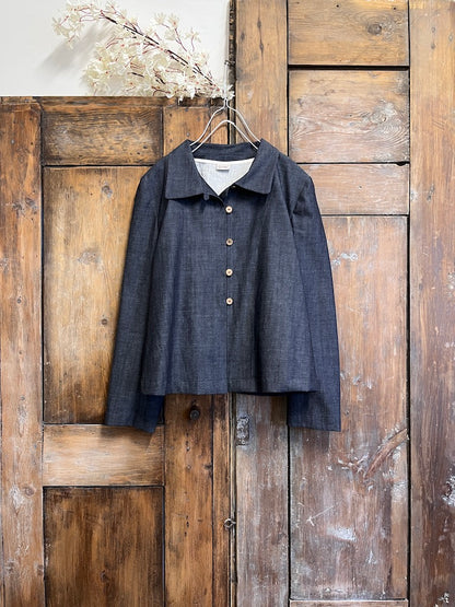 denim yakalı bele oturan ceket
