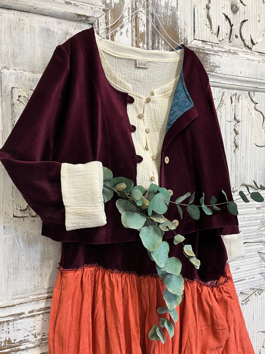 bordo kadife kısa ceket