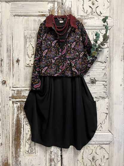 paisley desenli yakası örgü ceket