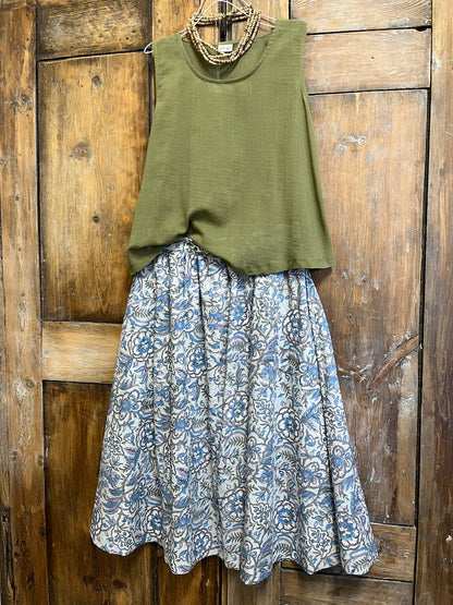 Büzgü Detay Su Yeşili Etek