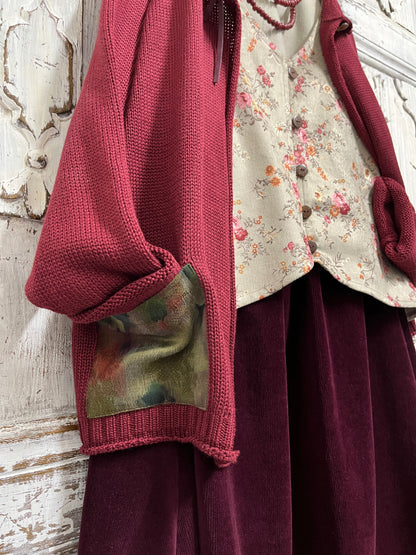 bordo pamuklu mini hırka 